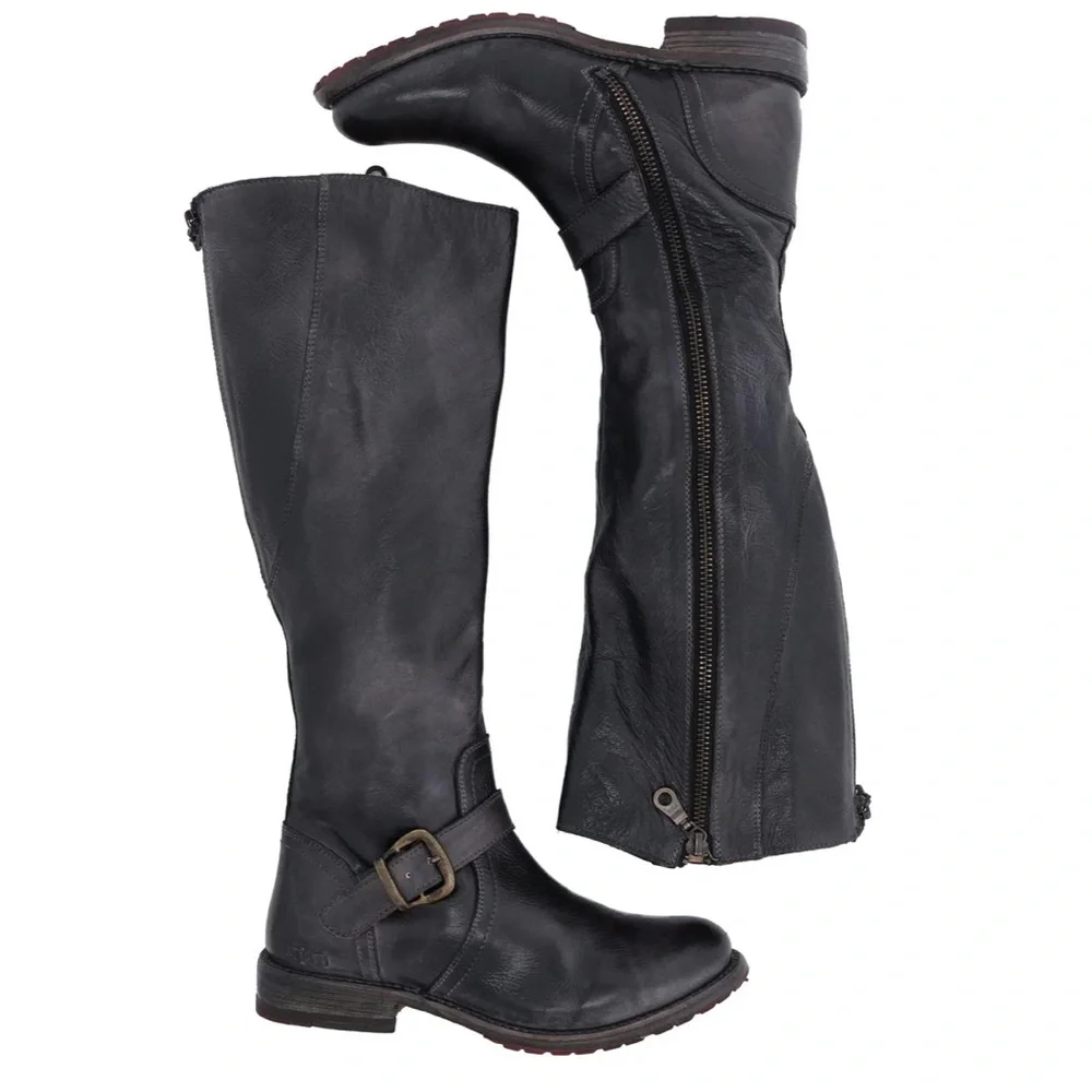BED|STU Glaye Women's Black Rustic Brown Leather Tall Boots - Picture 4 of 6